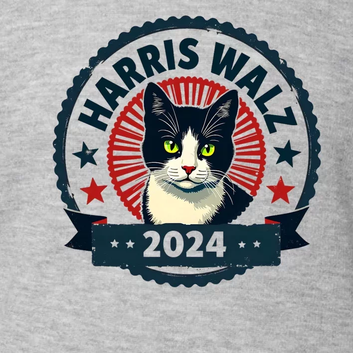 Harris Walz 2024 Funny Cat Election Kamala Harris Tim Waltz Toddler Sweatshirt