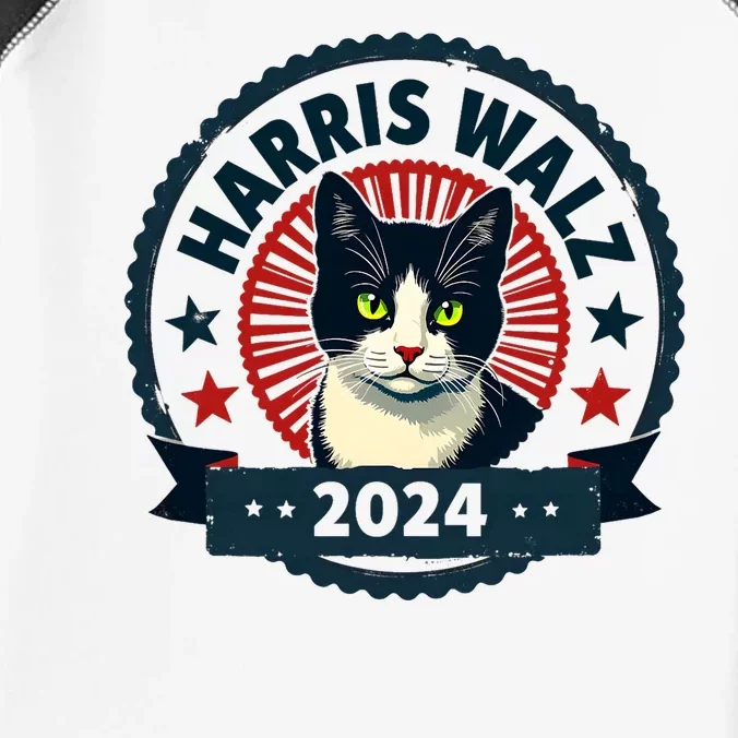 Harris Walz 2024 Funny Cat Election Kamala Harris Tim Waltz Infant Baby Jersey Bodysuit