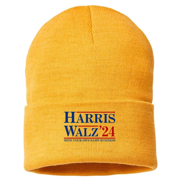 Harris Walz 2024 Mind Your Own Damn Business Sustainable Knit Beanie