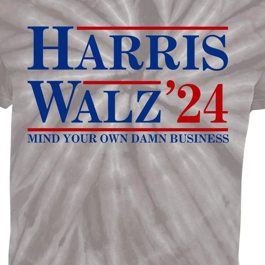 Harris Walz 2024 Mind Your Own Damn Business Kids Tie-Dye T-Shirt