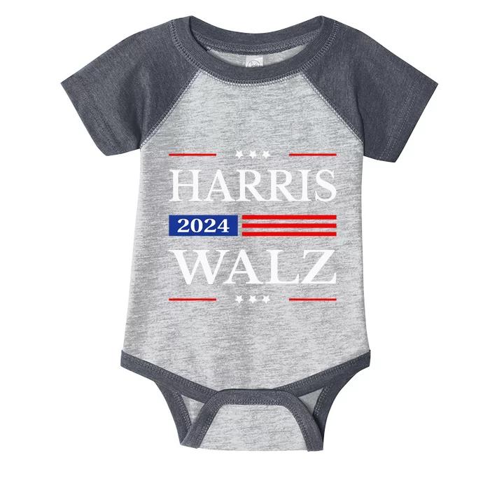 Harris Walz 2024 Kamala Harris 2024 Tim Walz 2024 Usa Flag Infant Baby Jersey Bodysuit