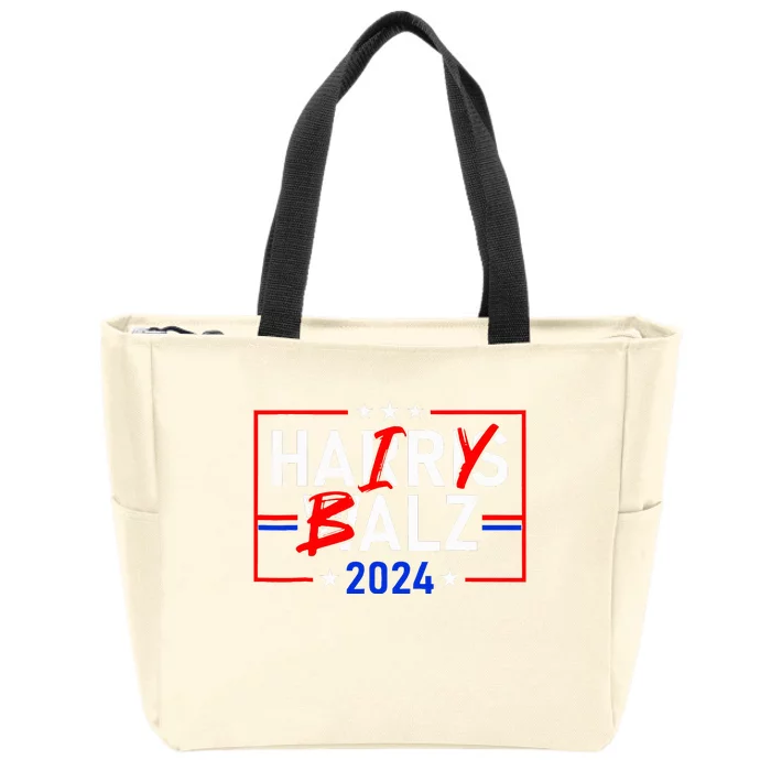 Harris Walz 24 Hairy Balz 2024 Meme Democratics Vote Zip Tote Bag