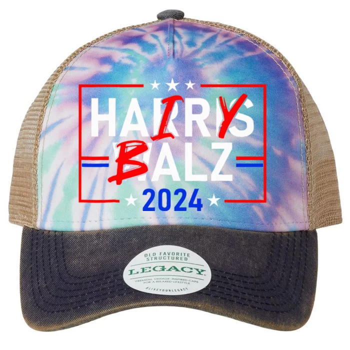 Harris Walz 24 Hairy Balz 2024 Meme Democratics Vote Legacy Tie Dye Trucker Hat