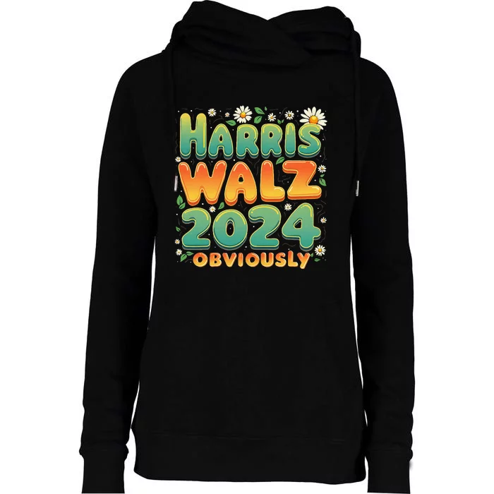 Harris Walz 2024 Obviously Kamala Harris 2024 Support Kamala Womens Funnel Neck Pullover Hood