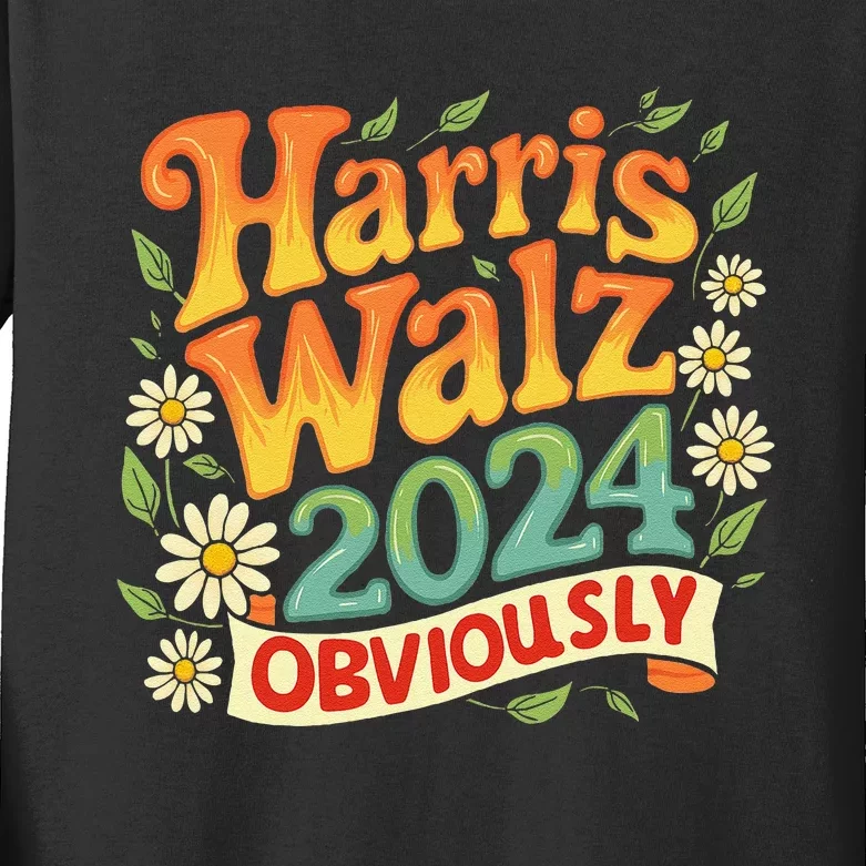 Harris Walz 2024 Obviously Support Kamala Kamala Harris 2024 Kids Long Sleeve Shirt