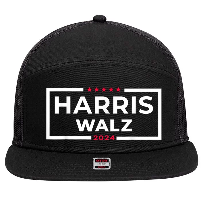 Harris Walz 2024 Tim Walz Kamala Harris Usa Election Apparel 7 Panel Mesh Trucker Snapback Hat