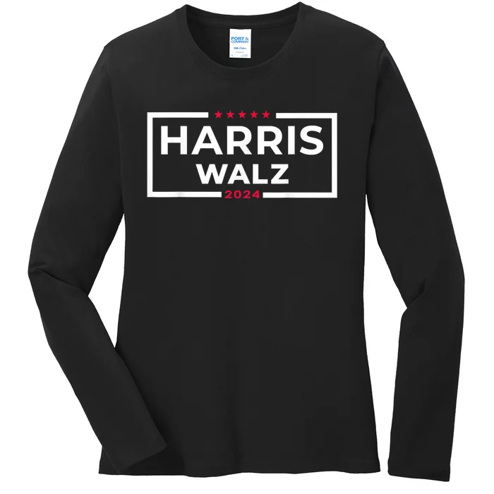 Harris Walz 2024 Tim Walz Kamala Harris Usa Election Apparel Ladies Long Sleeve Shirt