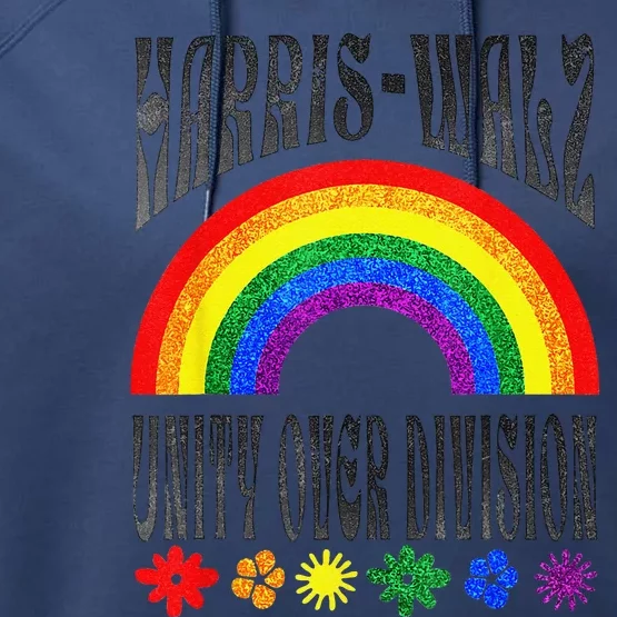 Harris Waltz 2024 Unity Over Division Election Kamala Lgbtq Performance Fleece Hoodie