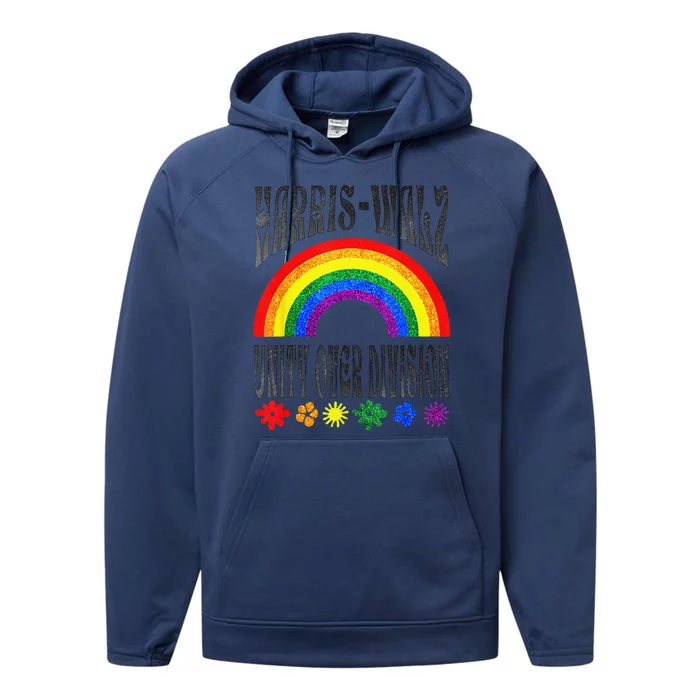 Harris Waltz 2024 Unity Over Division Election Kamala Lgbtq Performance Fleece Hoodie