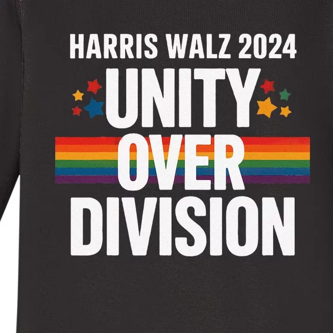 Harris Waltz 2024 Unity Over Division Madam President Baby Long Sleeve Bodysuit