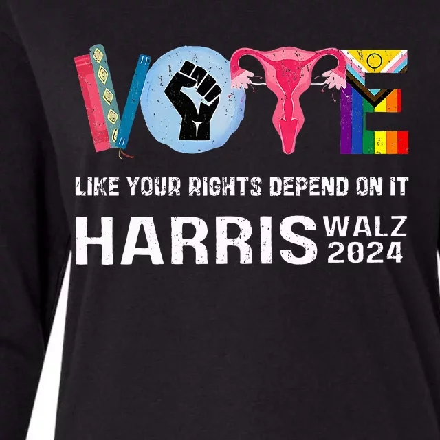 Harris Walz 24 Vote Books R.E.P.R.O.D.U.C.T.I.V.E R.I.G.H.T.S. Lgbt Womens Cotton Relaxed Long Sleeve T-Shirt