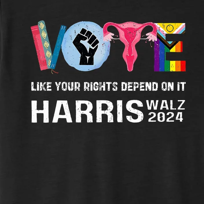 Harris Walz 24 Vote Books R.E.P.R.O.D.U.C.T.I.V.E R.I.G.H.T.S. Lgbt ChromaSoft Performance T-Shirt