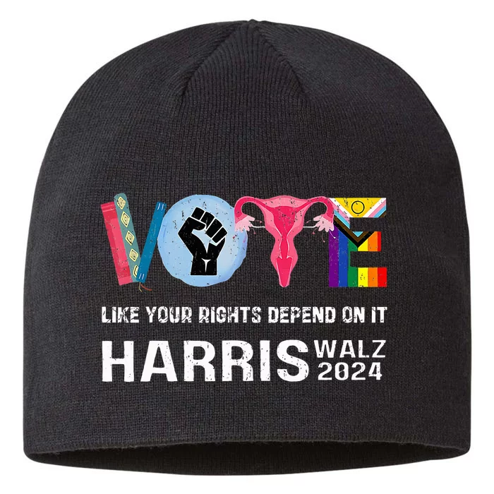 Harris Walz 24 Vote Books R.E.P.R.O.D.U.C.T.I.V.E R.I.G.H.T.S. Lgbt 8 1/2in Sustainable Knit Beanie