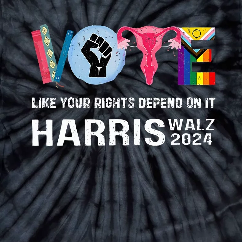 Harris Walz 24 Vote Books R.E.P.R.O.D.U.C.T.I.V.E R.I.G.H.T.S. Lgbt Tie-Dye T-Shirt