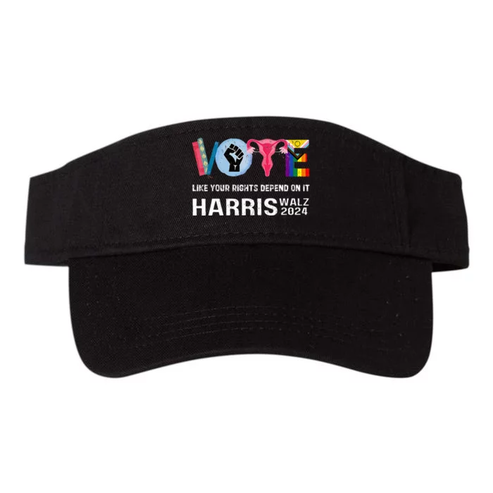 Harris Walz 24 Vote Books R.E.P.R.O.D.U.C.T.I.V.E R.I.G.H.T.S. Lgbt Valucap Bio-Washed Visor