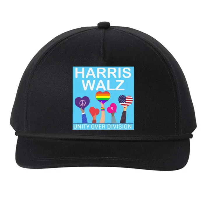 Harris Waltz 2024 Unity Over Division Kamala Harris President Snapback Five-Panel Rope Hat