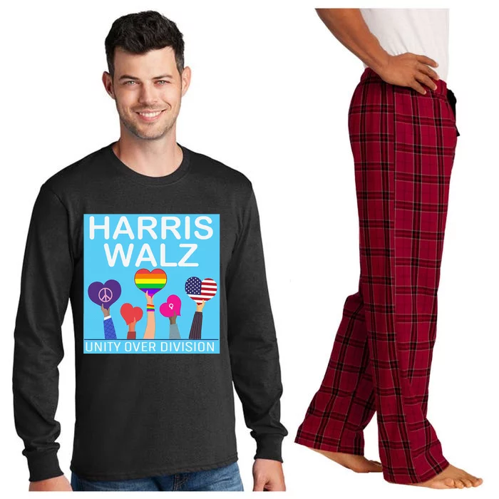 Harris Waltz 2024 Unity Over Division Kamala Harris President Long Sleeve Pajama Set