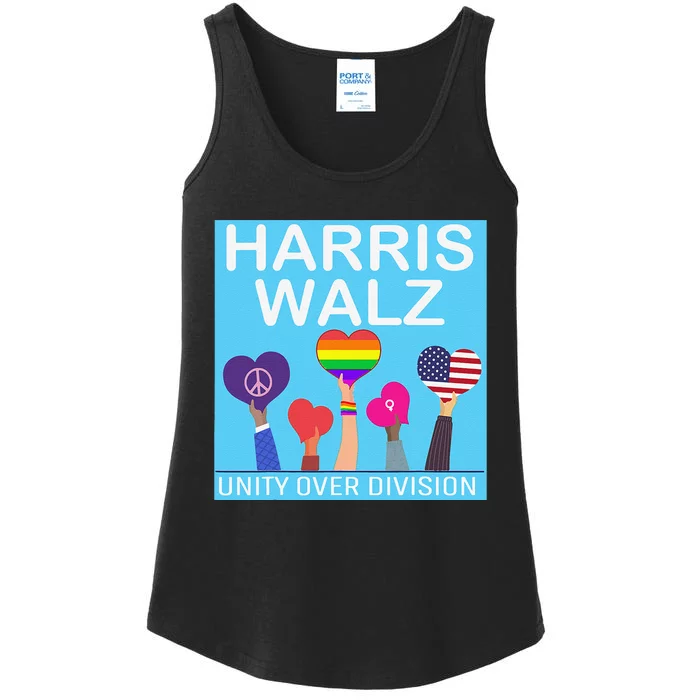 Harris Waltz 2024 Unity Over Division Kamala Harris President Ladies Essential Tank