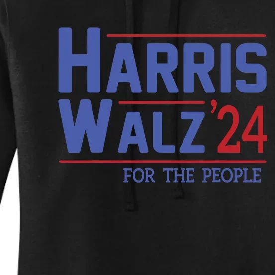 Harris Walz 2024 President American Flag Kamala Harris Waltz Women's Pullover Hoodie