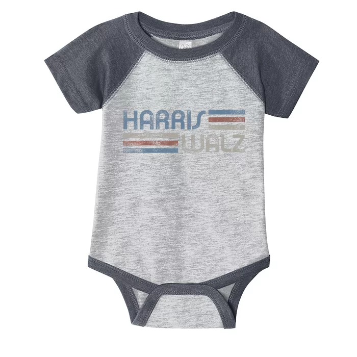 Harris Walz 2024 Retro Faded Stripes Harris Waltz 2024 Infant Baby Jersey Bodysuit