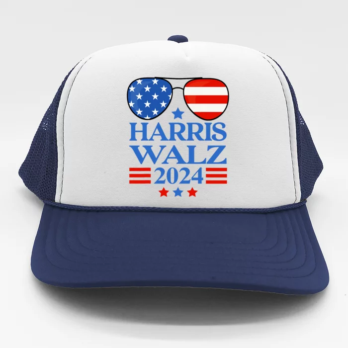 Harris Waltz 2024 Election Kamala Harris Tim Waltz 2024 Sunglasses America Flag Trucker Hat