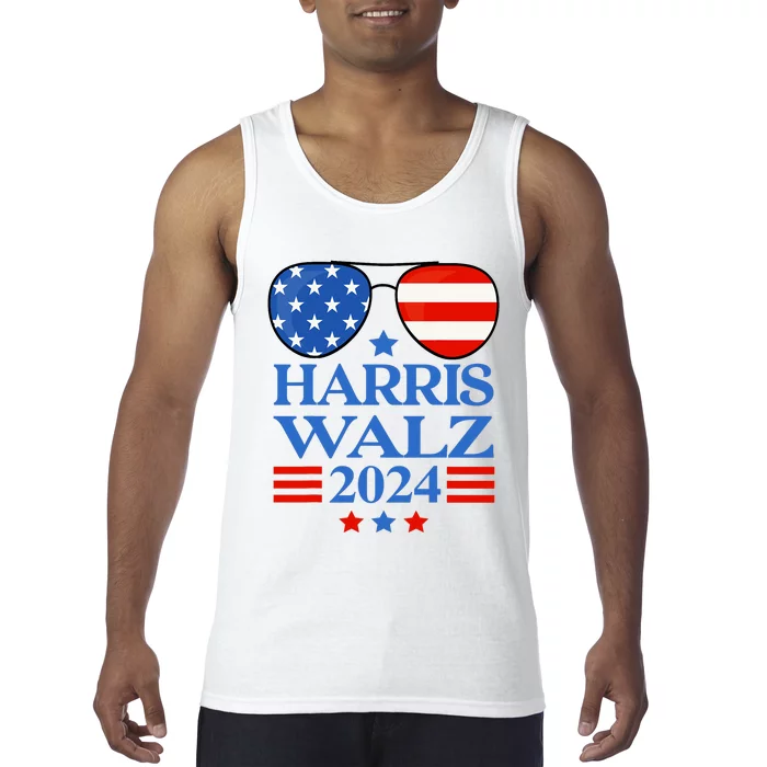 Harris Waltz 2024 Election Kamala Harris Tim Waltz 2024 Sunglasses America Flag Tank Top