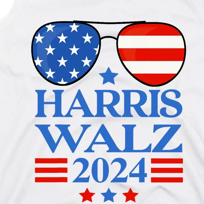 Harris Waltz 2024 Election Kamala Harris Tim Waltz 2024 Sunglasses America Flag Tank Top