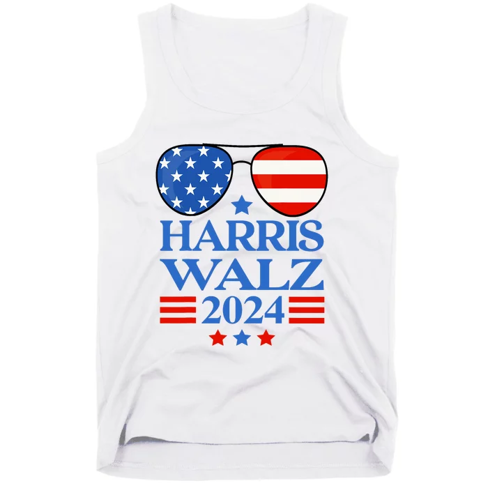 Harris Waltz 2024 Election Kamala Harris Tim Waltz 2024 Sunglasses America Flag Tank Top