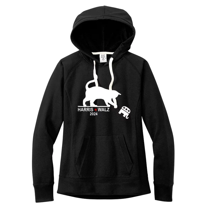 Harris Waltz 2024 Anti Trump Funny Cat Women's Fleece Hoodie