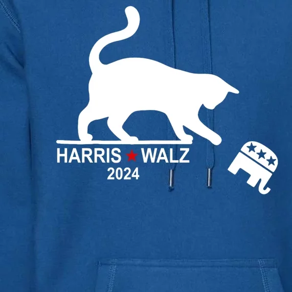 Harris Waltz 2024 Anti Trump Funny Cat Premium Hoodie