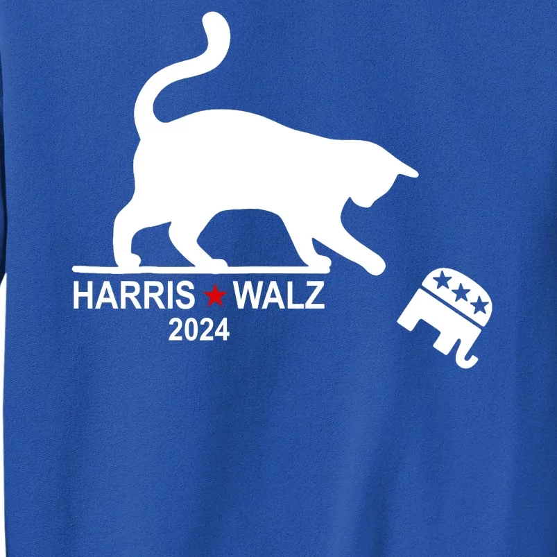 Harris Waltz 2024 Anti Trump Funny Cat Tall Sweatshirt