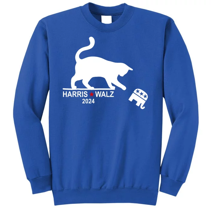 Harris Waltz 2024 Anti Trump Funny Cat Tall Sweatshirt