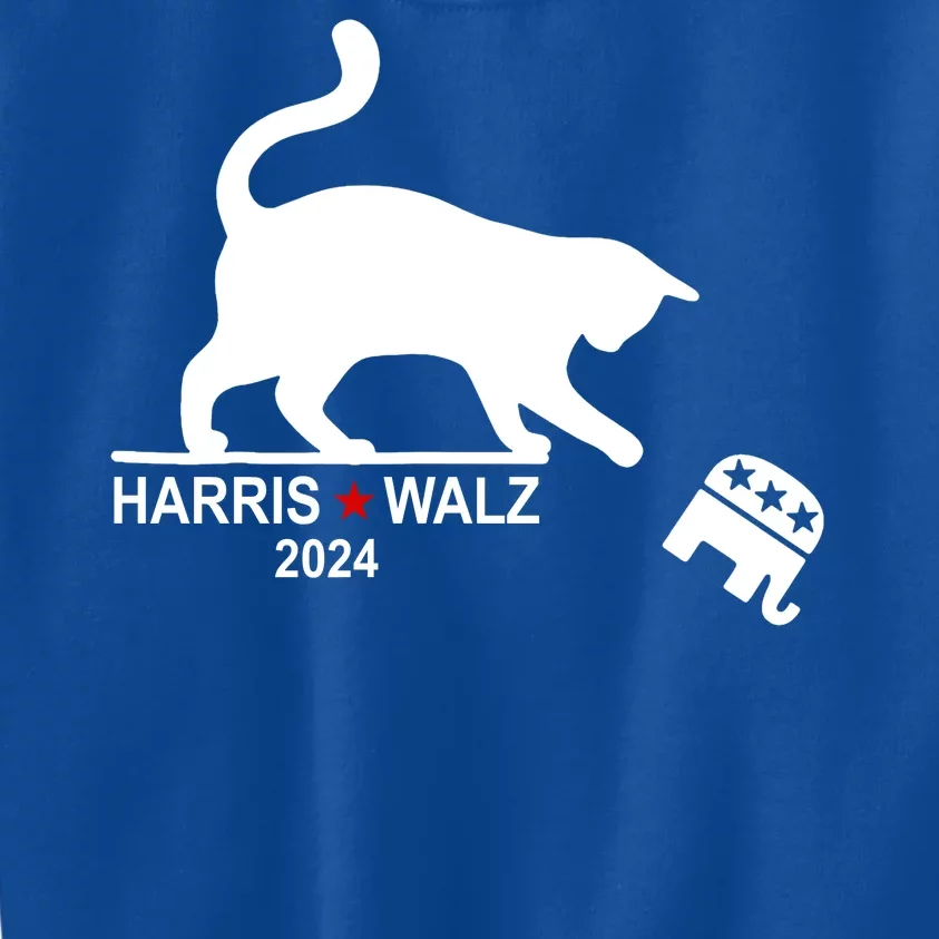 Harris Waltz 2024 Anti Trump Funny Cat Kids Sweatshirt