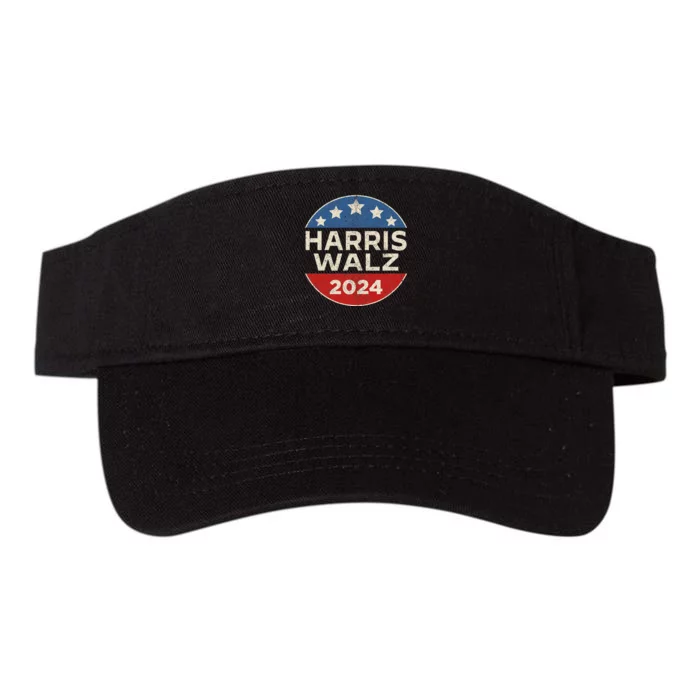 Harris Walz 2024 Retro Button Election For Democrats Waltz Valucap Bio-Washed Visor