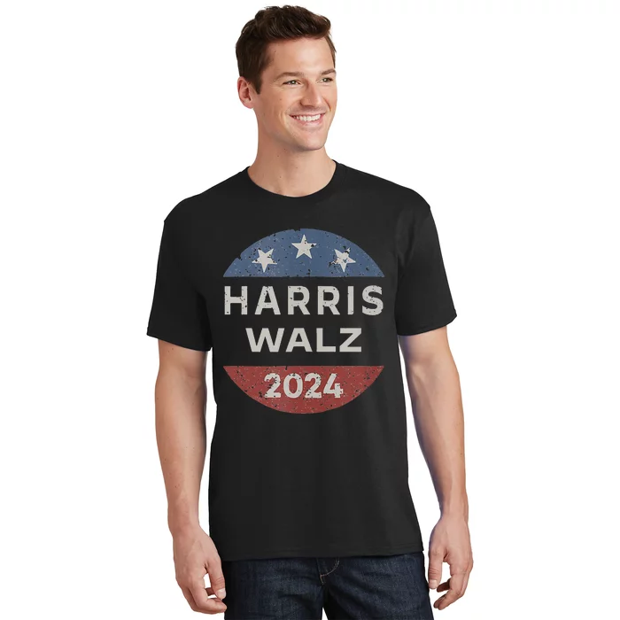 Harris Walz 2024 Retro Vintage Button Campaign T-Shirt