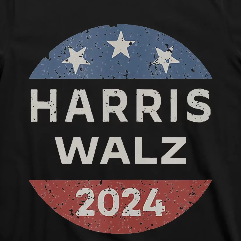 Harris Walz 2024 Retro Vintage Button Campaign T-Shirt