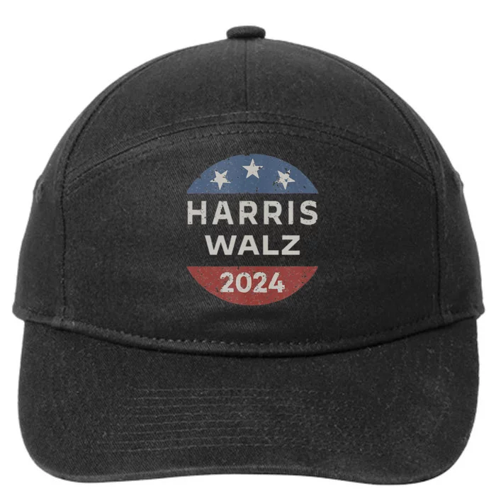 Harris Walz 2024 Retro Vintage Button Campaign 7-Panel Snapback Hat