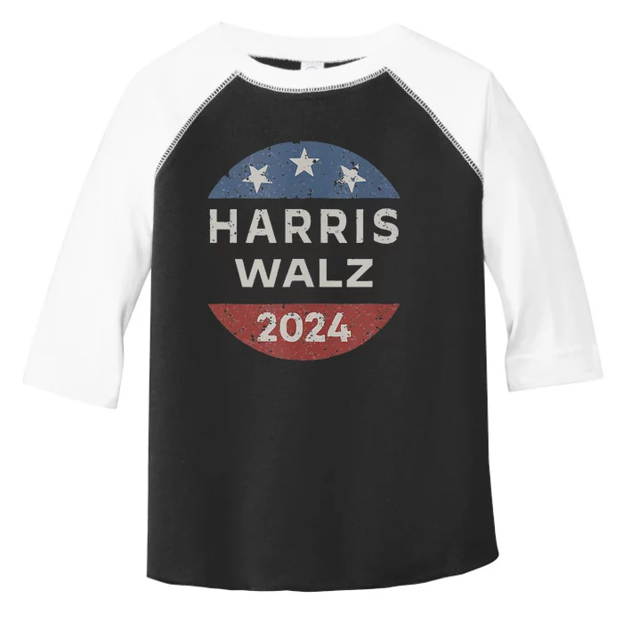 Harris Walz 2024 Retro Vintage Button Campaign Toddler Fine Jersey T-Shirt