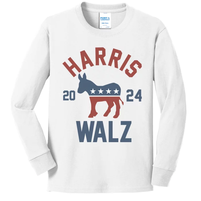 Harris Walz 2024 Kamala Harris Tim Walz For Vp Kids Long Sleeve Shirt