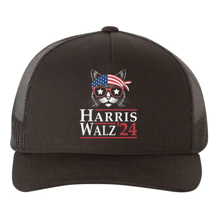 Harris Walz 2024 Funny Cat Ladies Election Kamala Harris Tim Waltz Yupoong Adult 5-Panel Trucker Hat