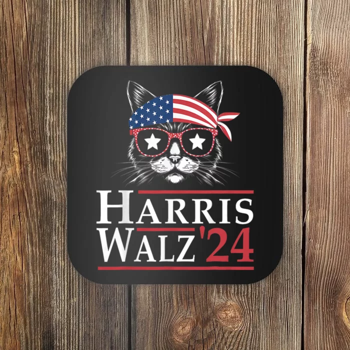 Harris Walz 2024 Funny Cat Ladies Election Kamala Harris Tim Waltz Coaster