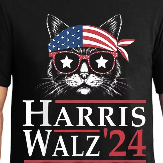 Harris Walz 2024 Funny Cat Ladies Election Kamala Harris Tim Waltz Pajama Set