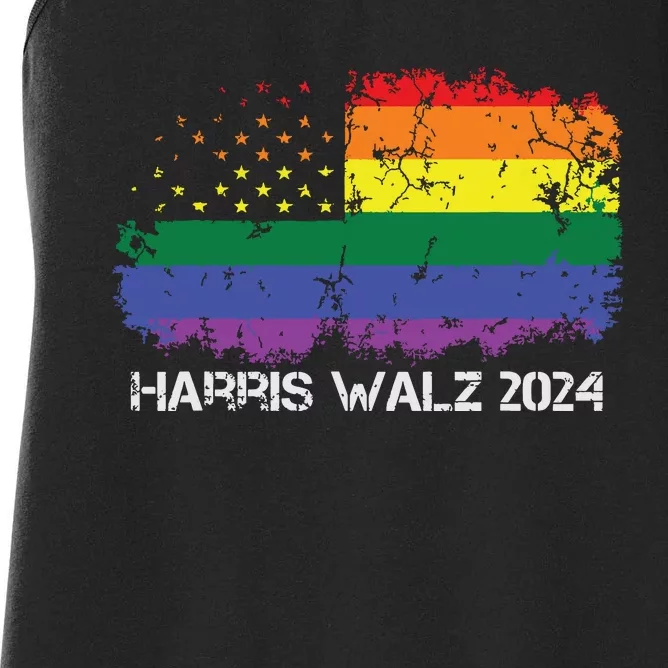 Harris Walz 2024 Election Kamala Tim Waltz American Lgbt Women's Racerback Tank