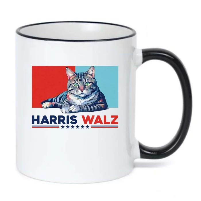 Harris Walz 2024 Funny Cat Election Kamala Harris Black Color Changing Mug