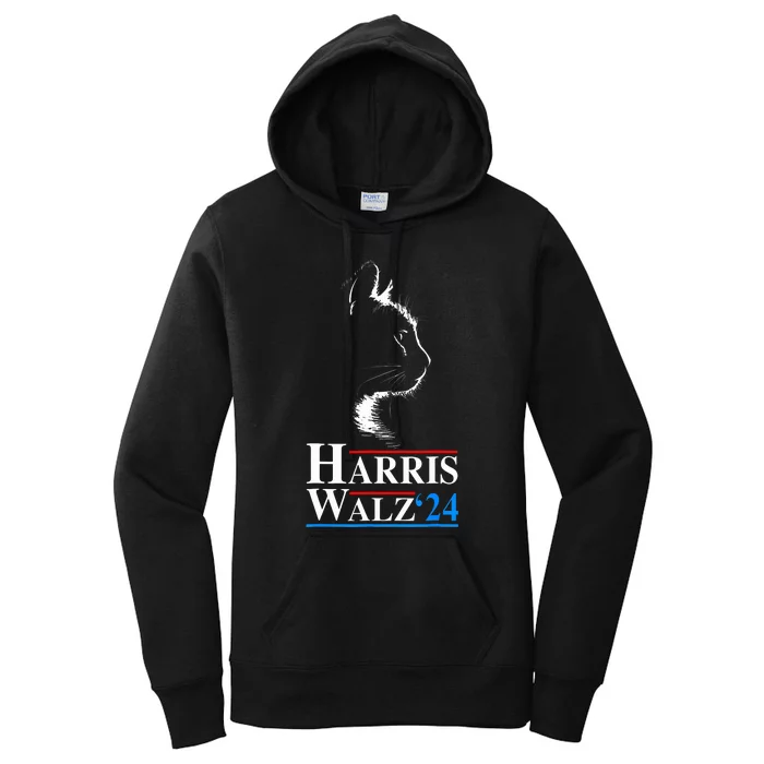 Harris Waltz 2024 Election Kamala Harris Tim Waltz 2024 Childless Cat Lady Women's Pullover Hoodie