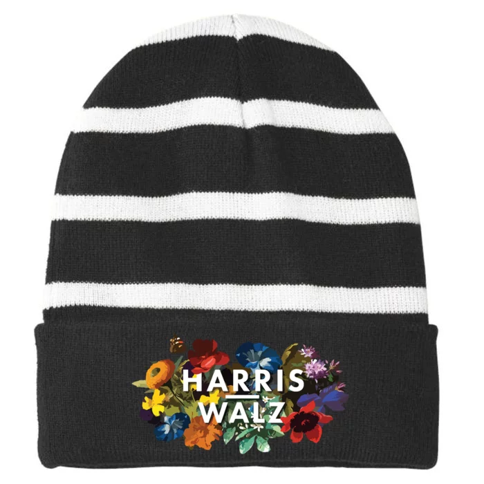 Harris Walz 2024 Floral Feminine Women Harris Waltz 2024 Striped Beanie with Solid Band