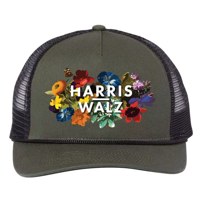 Harris Walz 2024 Floral Feminine Women Harris Waltz 2024 Retro Rope Trucker Hat Cap