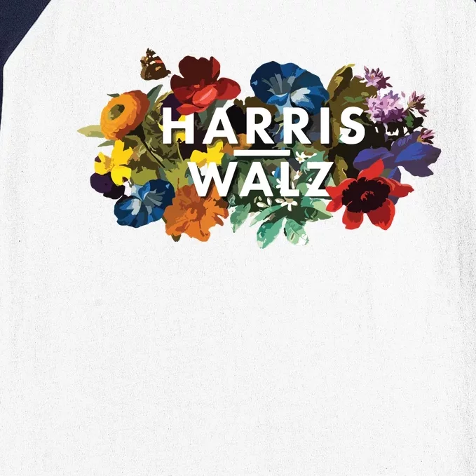 Harris Walz 2024 Floral Feminine Women Harris Waltz 2024 Baseball Sleeve Shirt