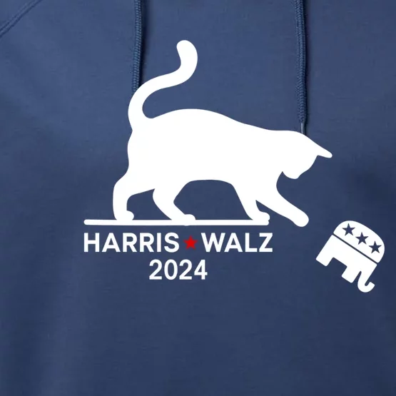 Harris Waltz 2024 Vp President Funny Cat Ladies For Kamala Gift Performance Fleece Hoodie