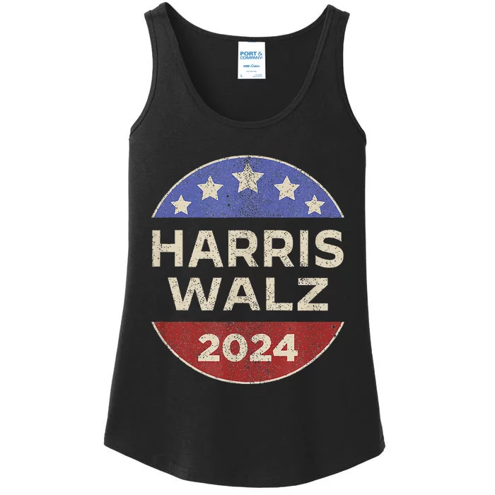 Harris Walz 2024 Kamala Harris Tim Waltz Vintage Button Ladies Essential Tank